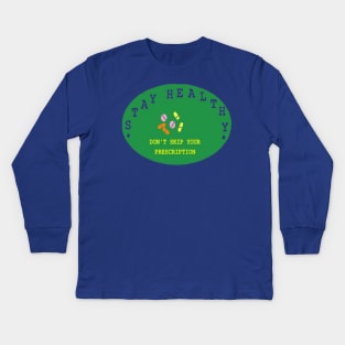 Stay Healthy illustration on Blue Background Kids Long Sleeve T-Shirt